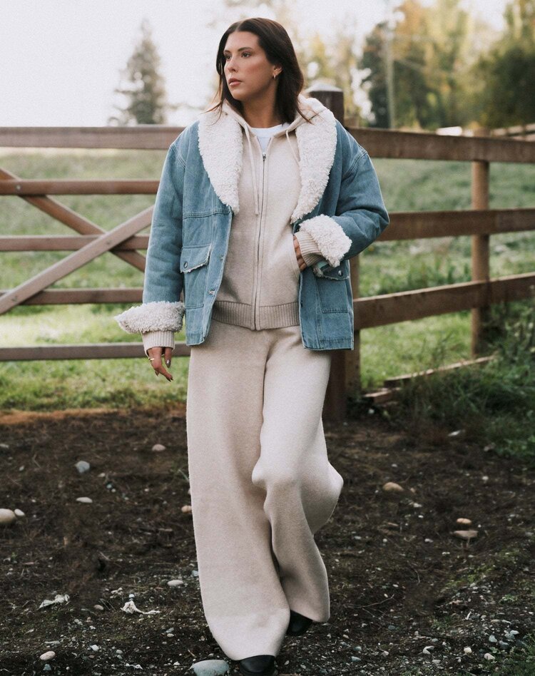 Brunette Brunette Knitted Wide Leg Pant | Oatmeal Melange