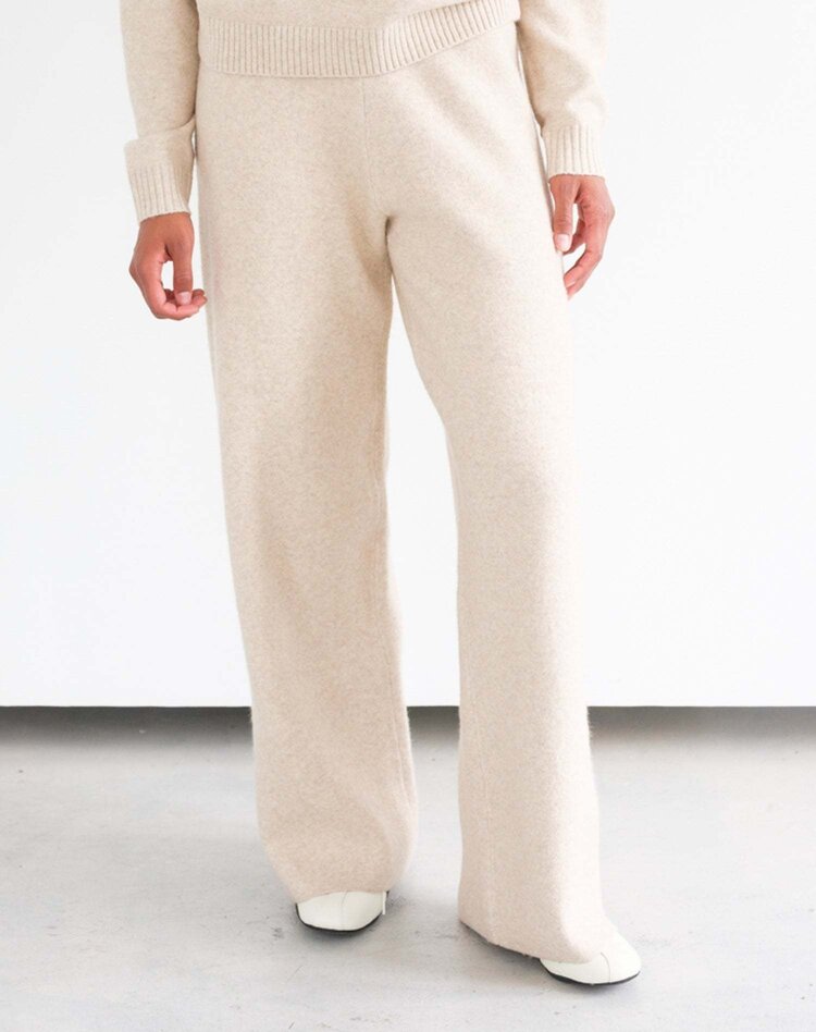 Brunette Brunette Knitted Wide Leg Pant | Oatmeal Melange