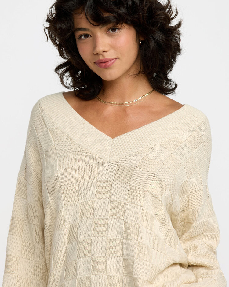 RVCA Rvca Harmony V Neck Sweater (Womens) | Sand