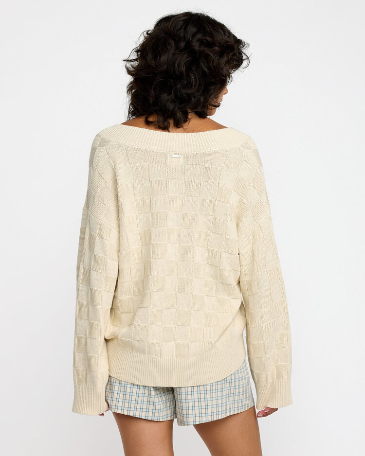 RVCA Rvca Harmony V Neck Sweater (Womens) | Sand
