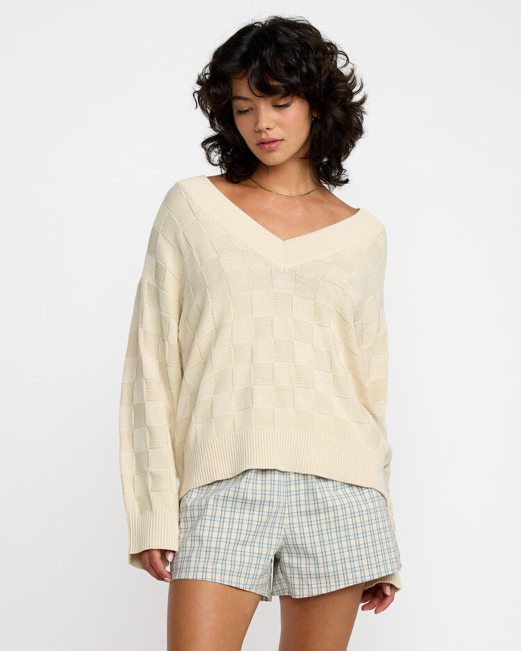 RVCA Rvca Harmony V Neck Sweater (Womens) | Sand
