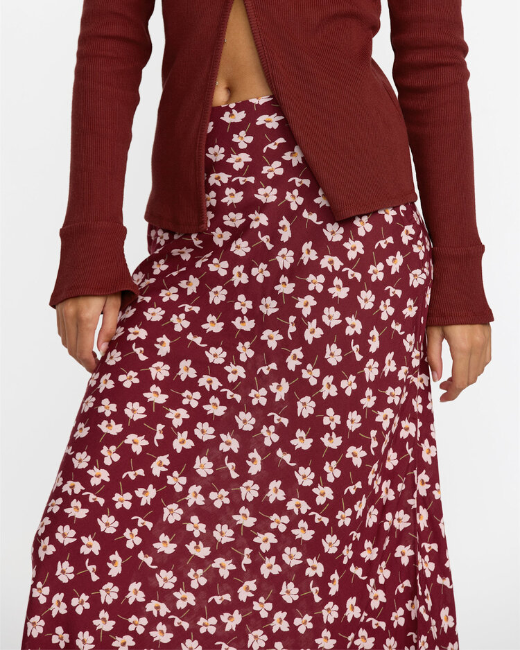 RVCA Rvca Annika Midi Skirt (Womens) | Cranberry
