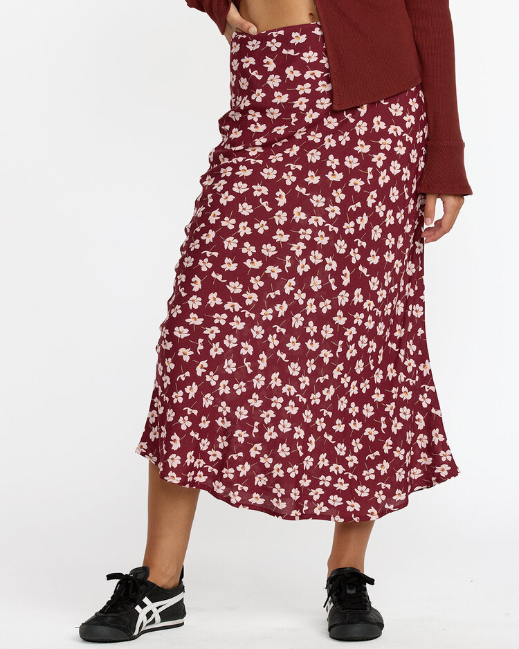 RVCA Rvca Annika Midi Skirt (Womens) | Cranberry