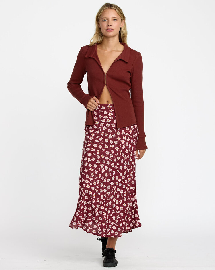 RVCA Rvca Annika Midi Skirt (Womens) | Cranberry