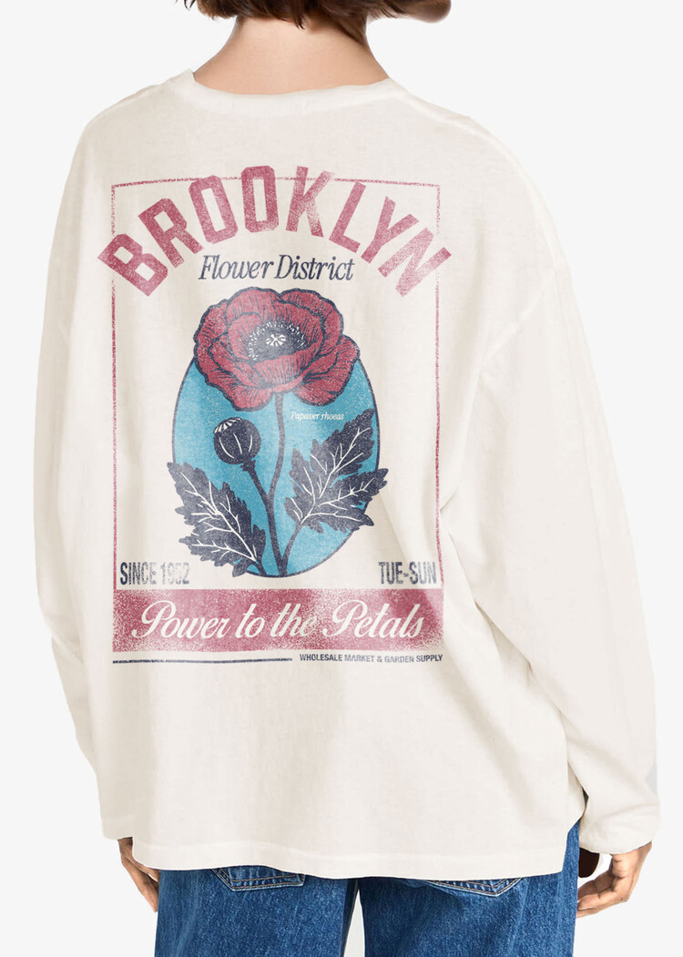 Girl Dangerous Girl Dangerous Brooklyn Flower Dist. L/S Tee (Womens) | White