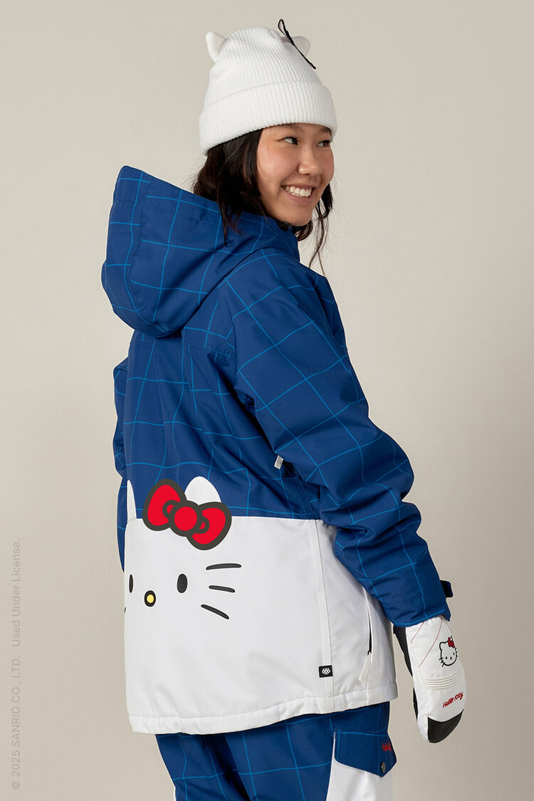 686 686 Athena Insulated Jacket (Womens) 2026 | Hello Kitty Blue Grid