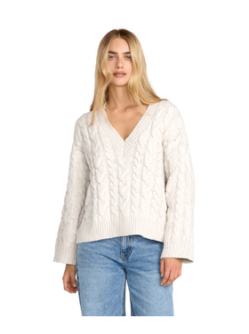 RVCA Rvca Cable V Neck Sweater (Womens) | Star White
