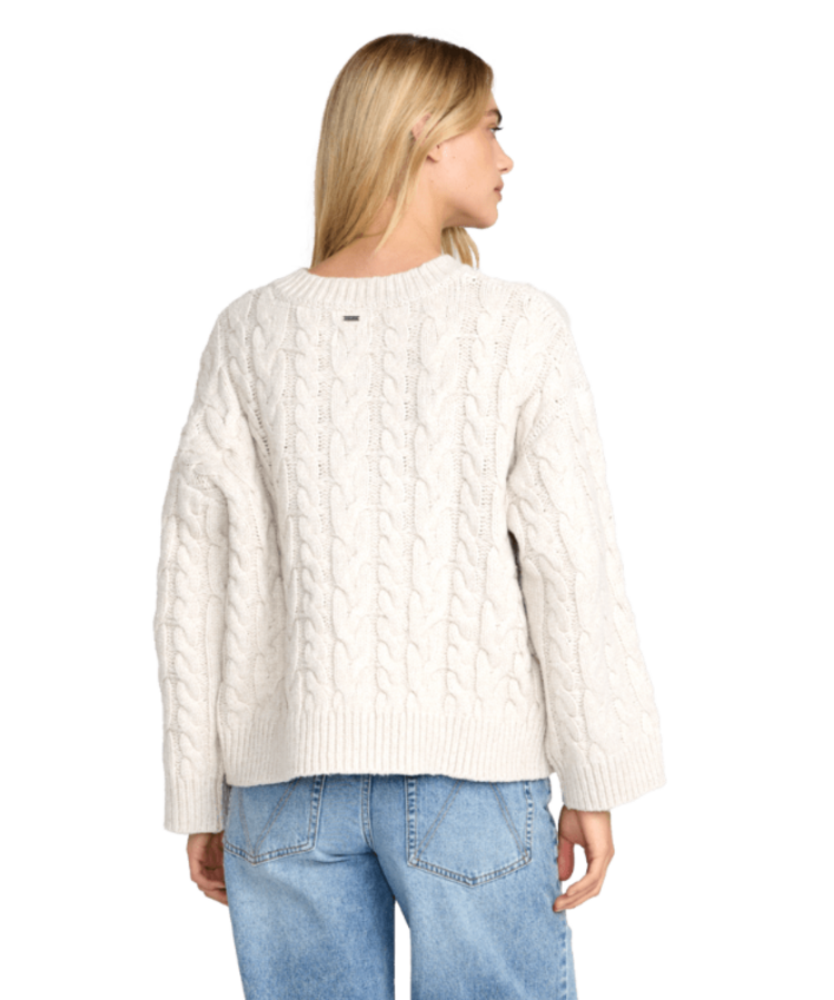 RVCA Rvca Cable V Neck Sweater (Womens) | Star White