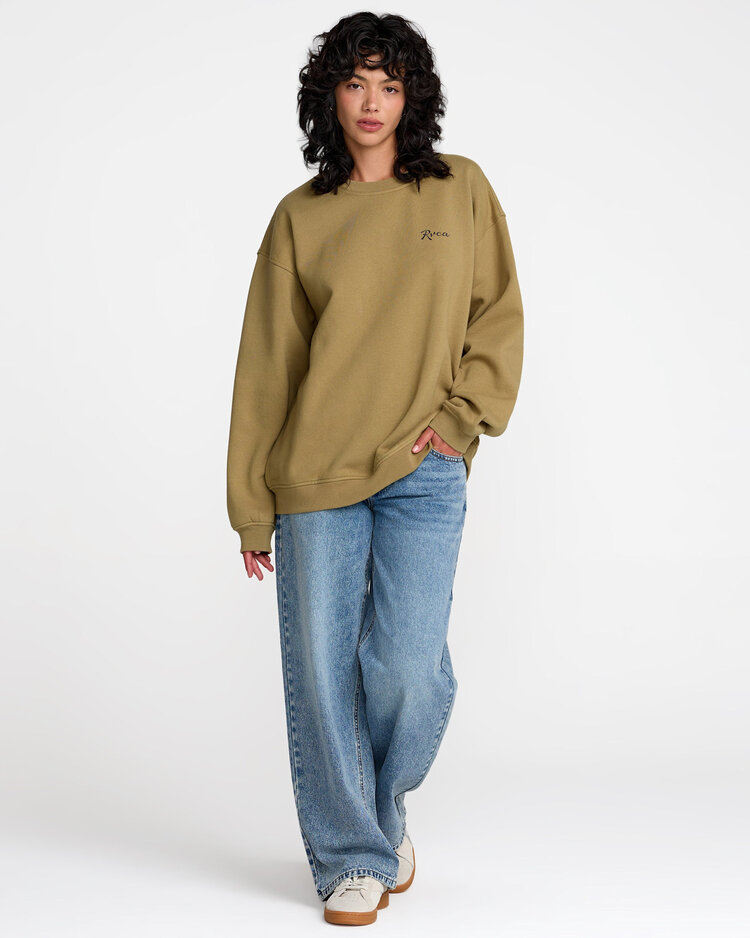 RVCA Rvca Baggie Bf Crew (Womens) | Lentil Green