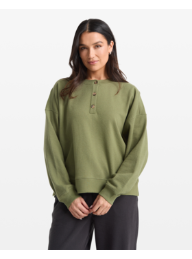 Volcom Volcom Lived In Fleece Henley (Womens) | Moss Stone