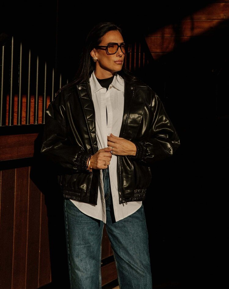 Brunette Brunette Christine Vegan Leather Bomber | Black