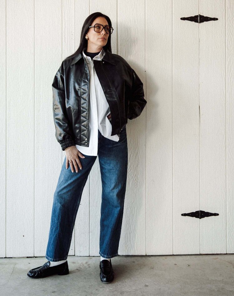 Brunette Brunette Christine Vegan Leather Bomber | Black