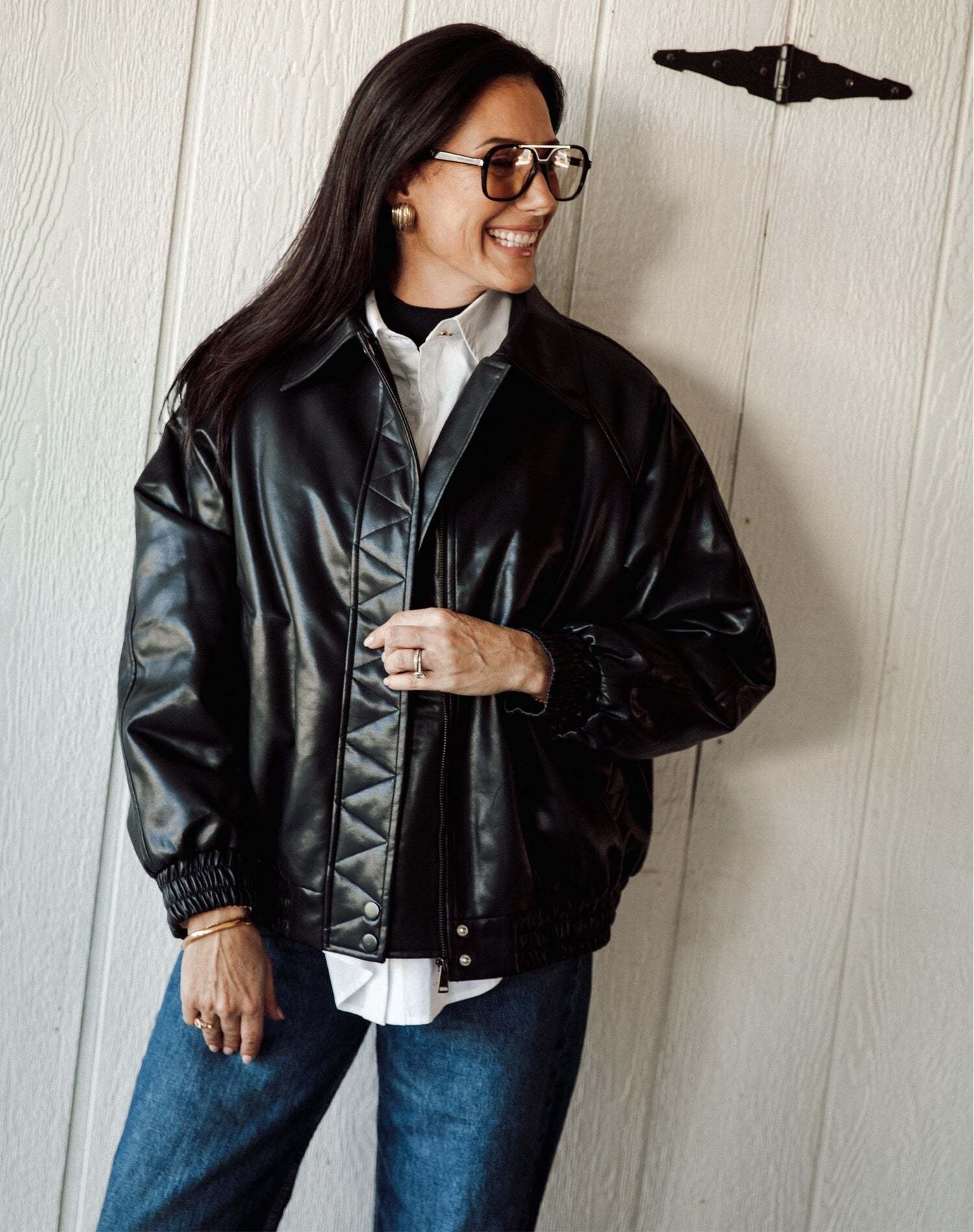Brunette Christine Vegan Leather Bomber | Black - The Drop Rideshop