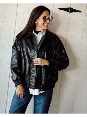 Brunette Brunette Christine Vegan Leather Bomber | Black