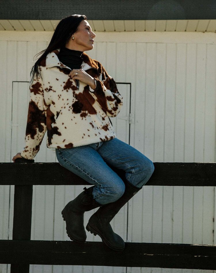 Brunette Brunette Cowhide 1/2 Zip Jacket | Cream/Brown