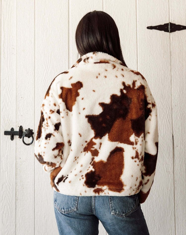 Brunette Brunette Cowhide 1/2 Zip Jacket | Cream/Brown