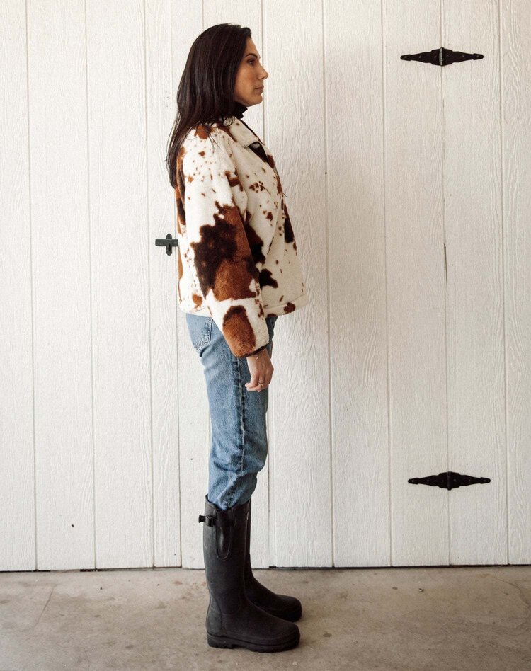 Brunette Brunette Cowhide 1/2 Zip Jacket | Cream/Brown