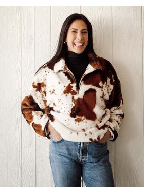 Brunette Brunette Cowhide 1/2 Zip Jacket | Cream/Brown