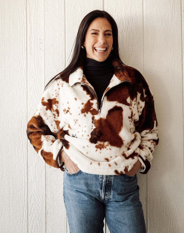 Brunette Brunette Cowhide 1/2 Zip Jacket | Cream/Brown
