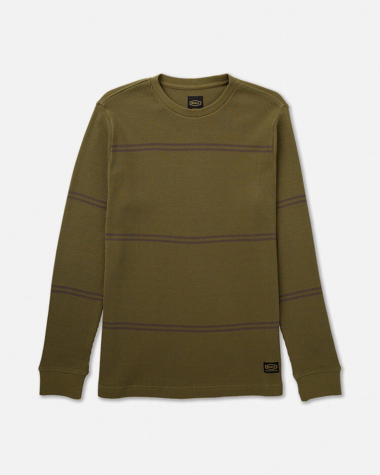 RVCA Rvca Dayshift Thermal Stripe Ls (Mens) | Olive