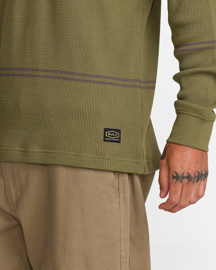 RVCA Rvca Dayshift Thermal Stripe Ls (Mens) | Olive