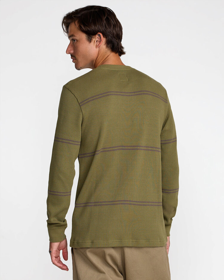 RVCA Rvca Dayshift Thermal Stripe Ls (Mens) | Olive