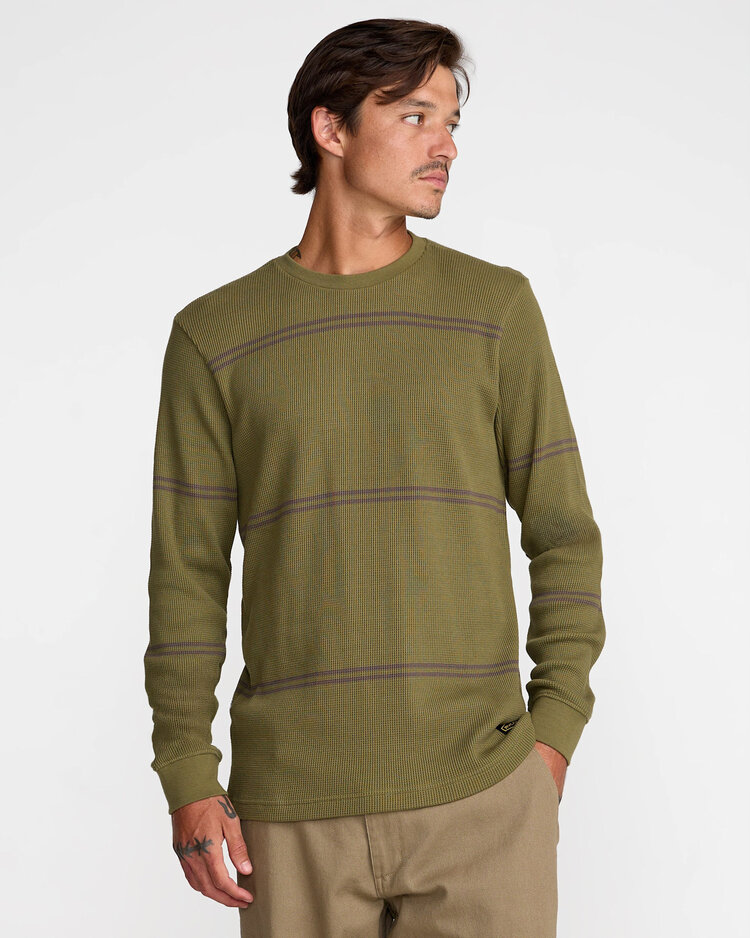 RVCA Rvca Dayshift Thermal Stripe Ls (Mens) | Olive