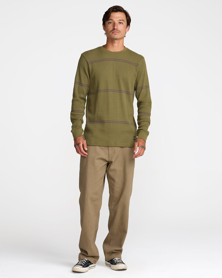 RVCA Rvca Dayshift Thermal Stripe Ls (Mens) | Olive