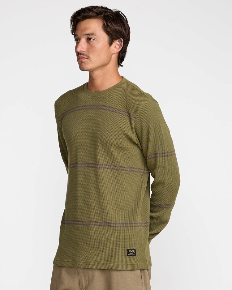 RVCA Rvca Dayshift Thermal Stripe Ls (Mens) | Olive