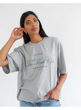 Brunette Brunette Kind Club Boxy Tee | Grey Melange/Green