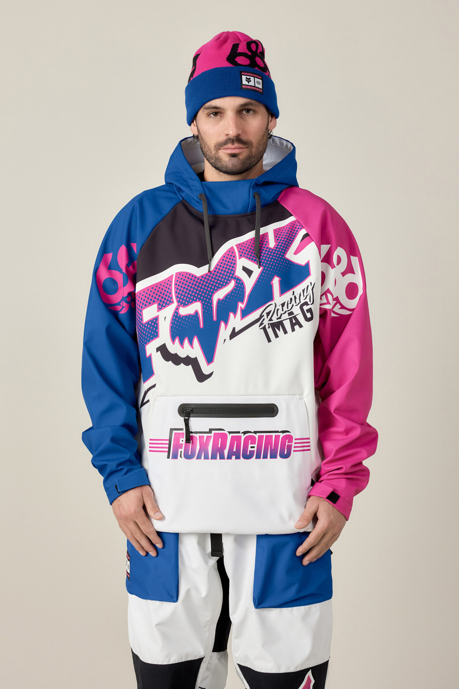 686 Fox Racing Watrproof Hoody (Mens) | Fox White Colorblock - The