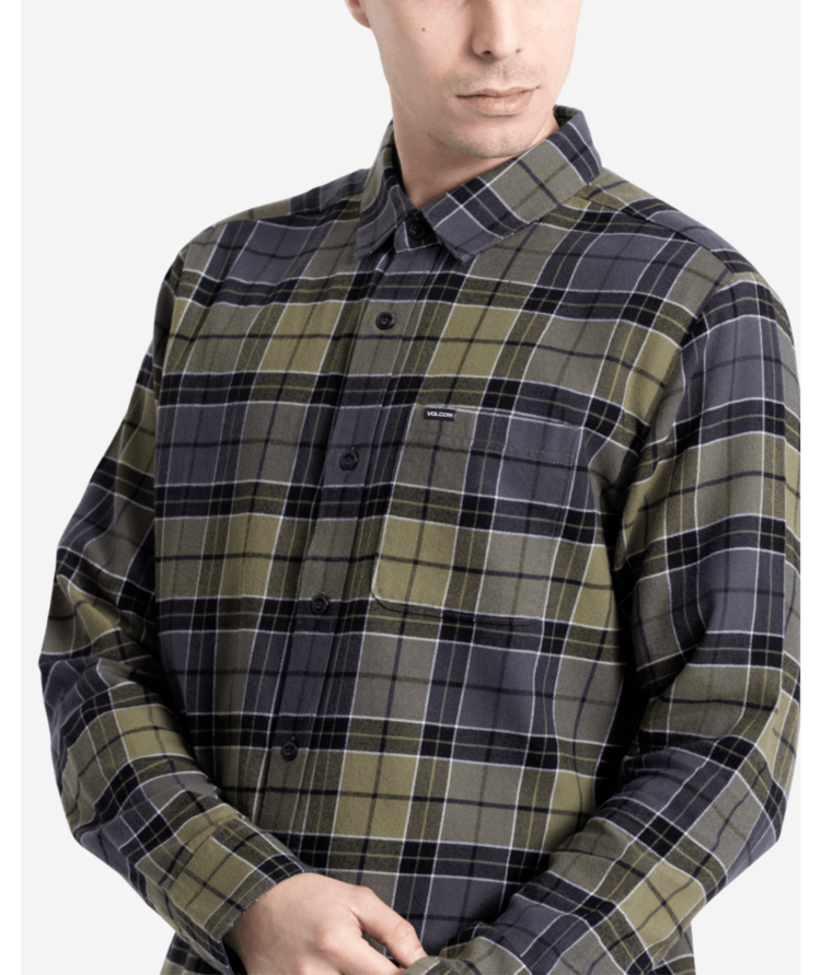 Volcom Volcom Cadenplaid Ls (Mens) | Dark Olive