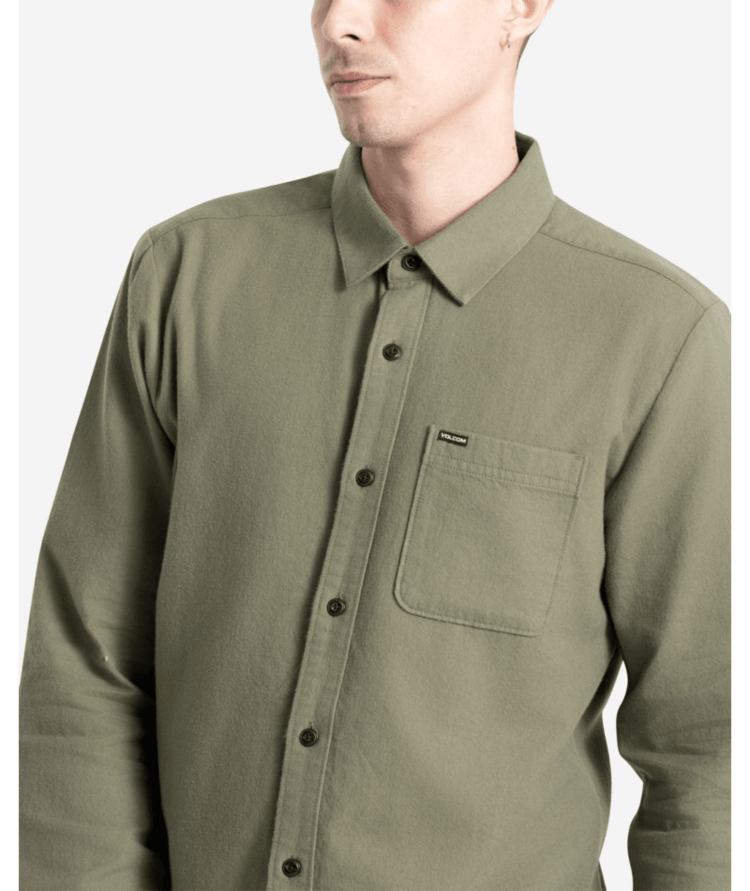 Volcom Volcom Caden Solid Ls (Mens) | Dark Olive