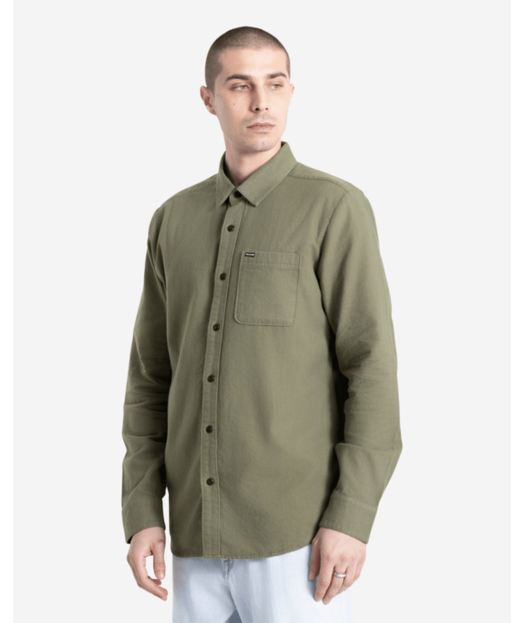 Volcom Volcom Caden Solid Ls (Mens) | Dark Olive