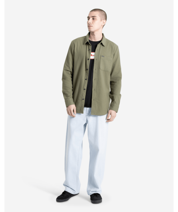 Volcom Volcom Caden Solid Ls (Mens) | Dark Olive