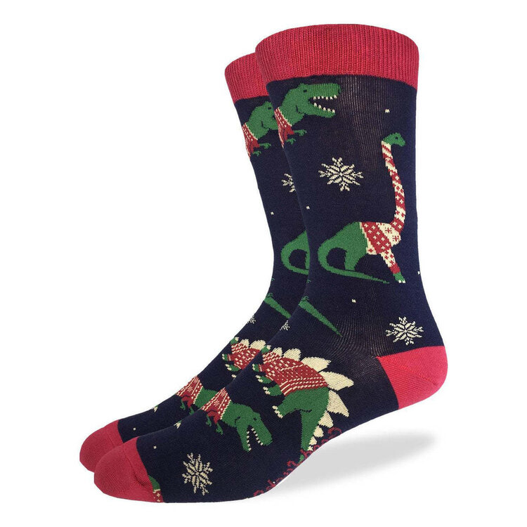 Good Luck Socks Good Luck Sock Christmas Sweater Dinosaurs Socks (Mens) | 7-12