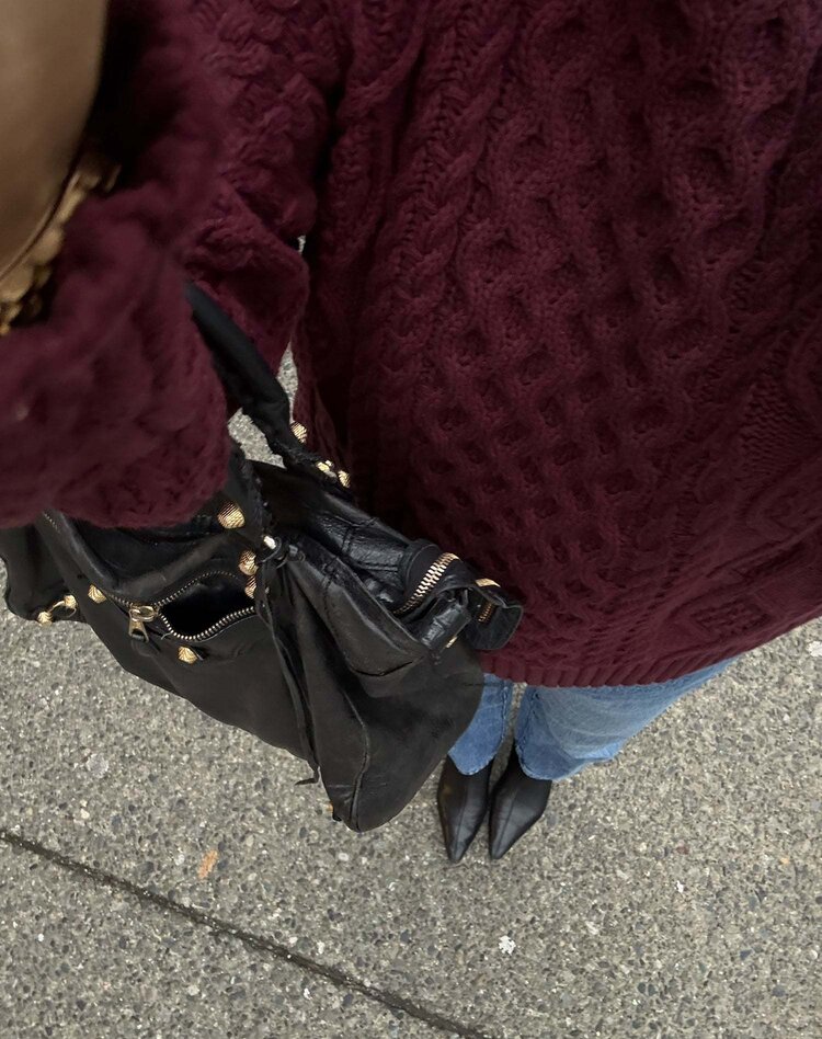 Brunette Brunette Irish Cable Knit Crew | Burgundy