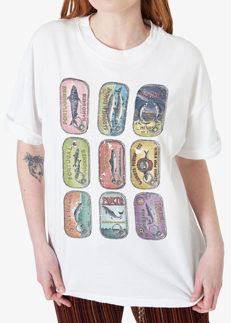 Girl Dangerous Girl Dangerous Canned Sardines Bf Tee | Vintage White