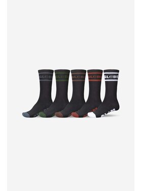 Globe Globe Tilt Hi Crew Sock 5 Pack (Mens) | Black/Assorted