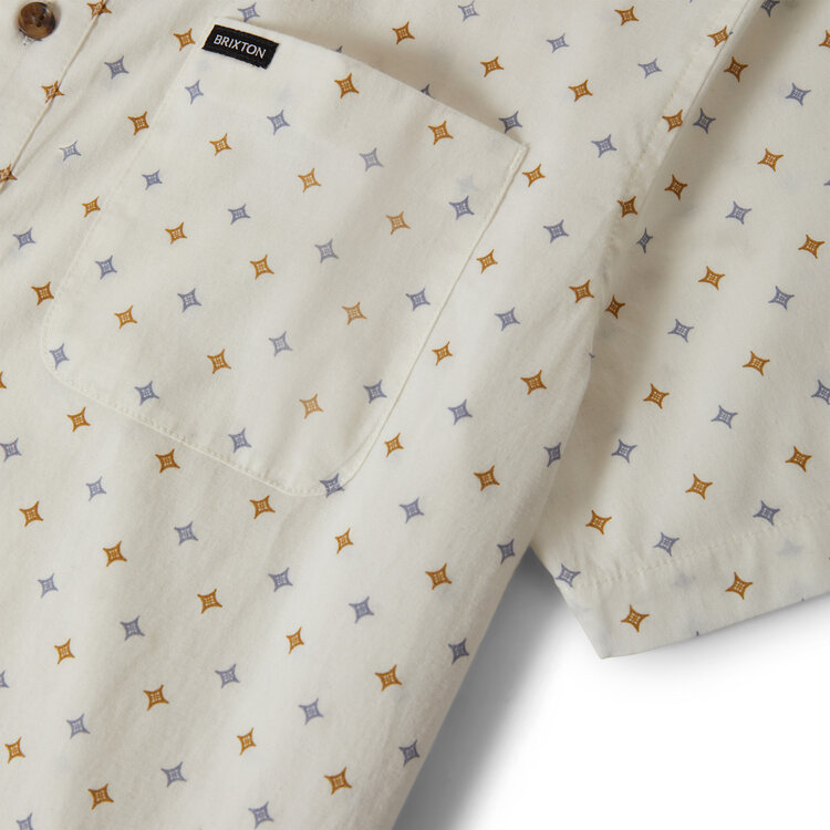 Brixton Brixton Charter Print S/S Wvn (Mens) | Off White/Multi Diamond Tile
