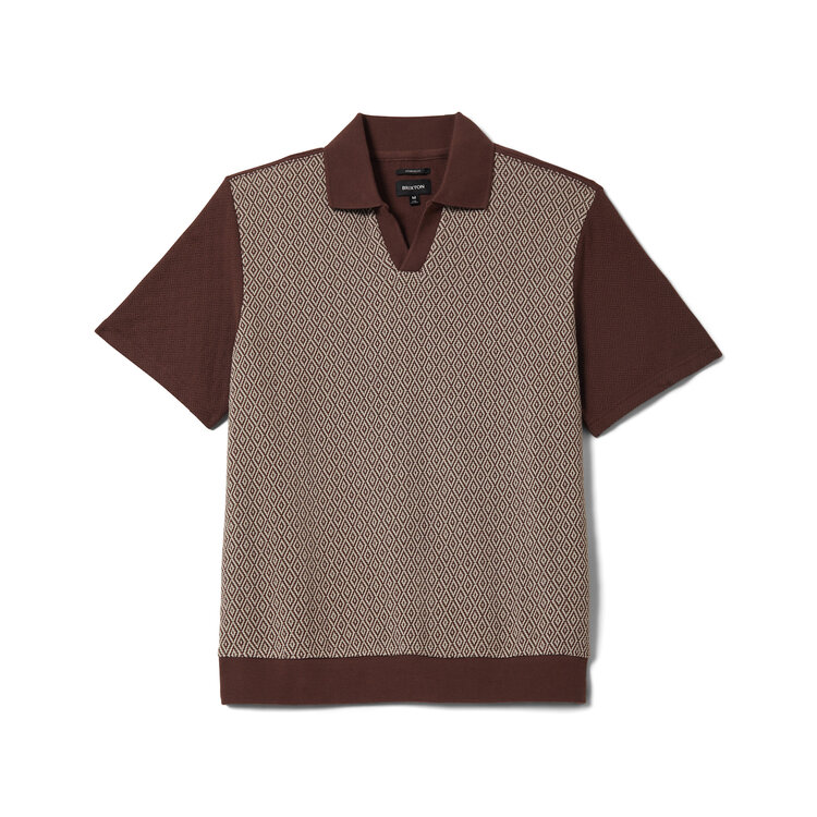 Brixton Brixton Theo Jacquard S/S Polo (Mens) | Chocolate/Off White