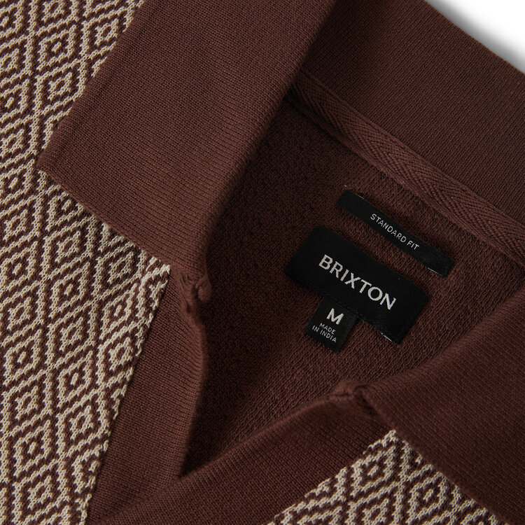 Brixton Brixton Theo Jacquard S/S Polo (Mens) | Chocolate/Off White