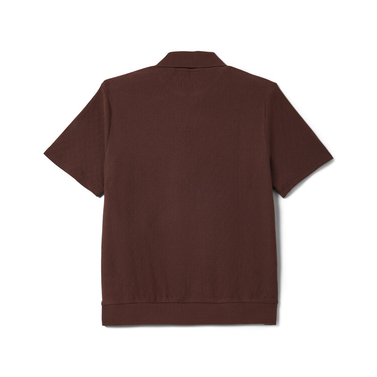 Brixton Brixton Theo Jacquard S/S Polo (Mens) | Chocolate/Off White