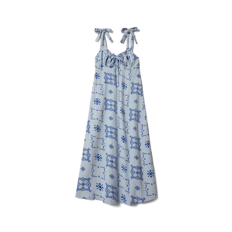 Brixton Brixton The Tie Dress (Womens) | Aura Blue Tile Print