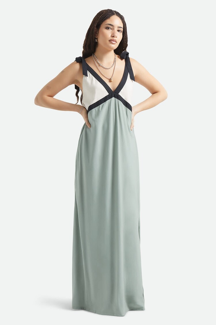 Brixton Brixton Sunset Tie Slip Dress (Womens) | Sage Green/Whitecap
