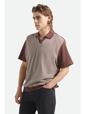 Brixton Brixton Theo Jacquard S/S Polo (Mens) | Chocolate/Off White