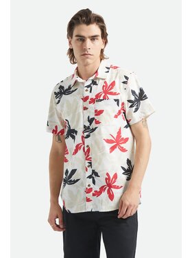 Brixton Brixton Charter Print S/S Wvn (Mens) | Off White/Black/Red Palm Flora