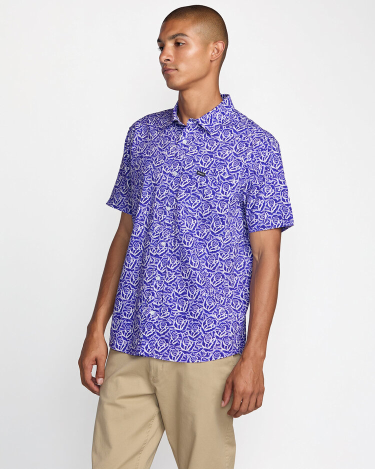 RVCA Rvca Barba Roses Ss (Mens) | Light Blue