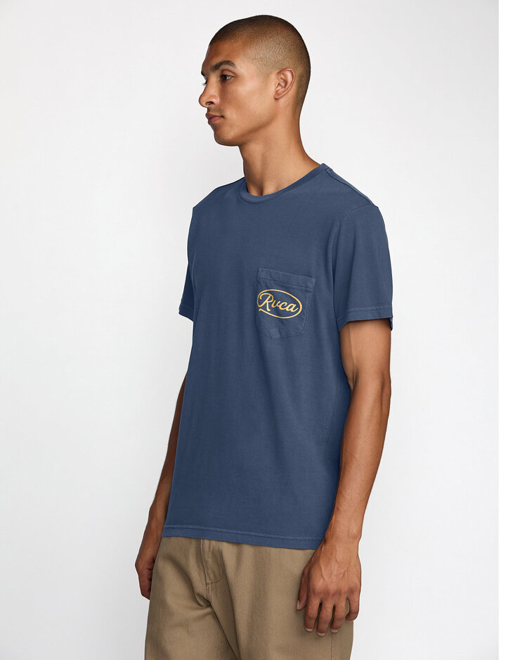 RVCA Rvca Contact Scripts Pocket Ss (Mens) | Moody Blue