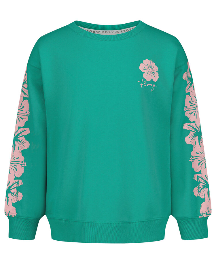 Roxy Roxy Hibiscus Oversized Crew (Youth) | Sea Green